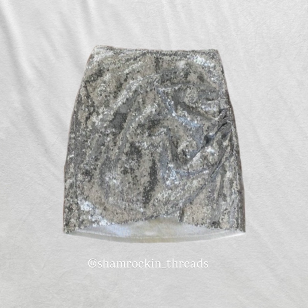 gold silver sparkle ruched skirt
